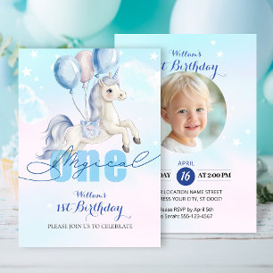 Invitation Unicorne magique 1er anniversaire