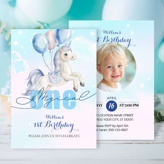 Invitation Unicorne magique 1er anniversaire