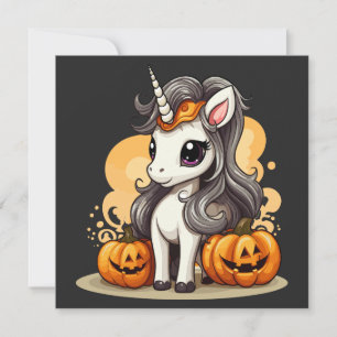 Invitation Unicorne magique : Halloween Citrouille Adventure