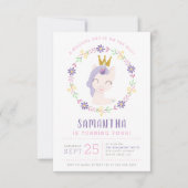 Invitation Unicorne magique Princesse | Anniversaire rose et  (Devant)