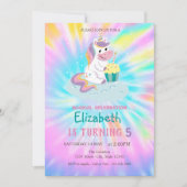 Invitation Unicorne magique Rainbow Tie Dye Anniversaire (Devant)