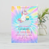 Invitation Unicorne magique Rainbow Tie Dye Anniversaire (Debout devant)