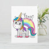 Invitation Unicorne mignonne aux yeux grands (Debout devant)