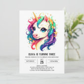 Invitation Unicorne moderne gracieuse (Debout devant)