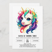 Invitation Unicorne moderne gracieuse (Devant / Derrière)