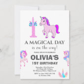 Invitation Unicorne modifiable fête d'anniversaire (Devant)