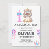 Invitation Unicorne modifiable fête d'anniversaire (Devant)