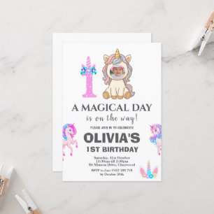 Invitation Unicorne modifiable fête d'anniversaire