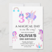 Invitation Unicorne modifiable fête d'anniversaire (Devant)