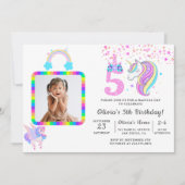 Invitation Unicorne modifiable fête d'anniversaire (Devant)