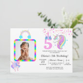 Invitation Unicorne modifiable fête d'anniversaire (Debout devant)