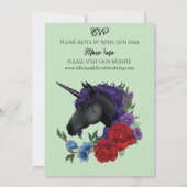 Invitation Unicorne noire violet Fleurs de Sage Rouge (Dos)