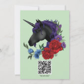 Invitation Unicorne noire violet Fleurs de Sage Rouge (Dos)