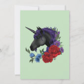 Invitation Unicorne noire violet Fleurs de Sage Rouge (Dos)