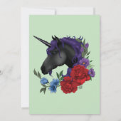 Invitation Unicorne noire violet Fleurs de Sage Rouge (Dos)