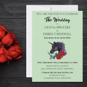 Invitation Unicorne noire violet Fleurs de Sage Rouge