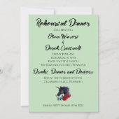 Invitation Unicorne noire violet Fleurs du Sage rouge (Devant)