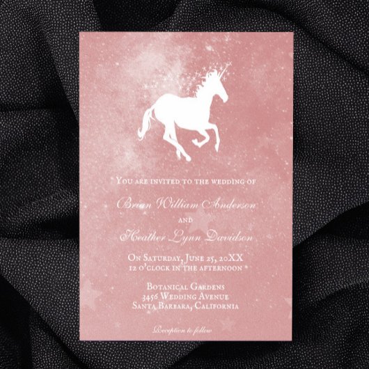 Invitation Unicorne rose