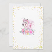 Invitation Unicorne rose floral (Dos)