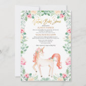 Invitation Unicorne rose Floral Greenery Baby shower virtuel (Devant)
