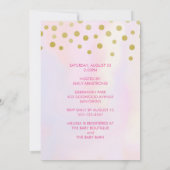 Invitation Unicorne rose tendance avec Baby shower de fleurs (Dos)
