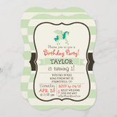 Invitation Unicorne verte turquoise et légère (Devant / Derrière)