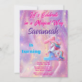 Invitation Unicorne violet rose Premier anniversaire Invitati (Devant)