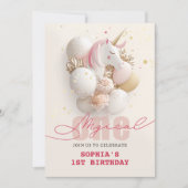Invitation Unicorne Whimsical 1er anniversaire (Devant)