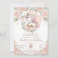 Unicorne Whimsical Blush rose floral fête d'annive