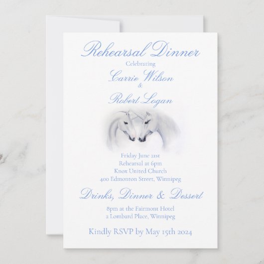 Invitation Unicornes blanches Aimer Couple (Devant)