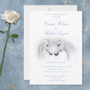 Invitation Unicornes blanches Aimer Couple