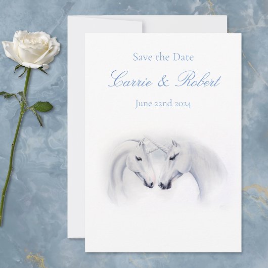 Invitation Unicornes blanches Aimer Couple
