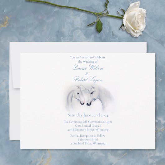 Invitation Unicornes blanches Aimer Couple