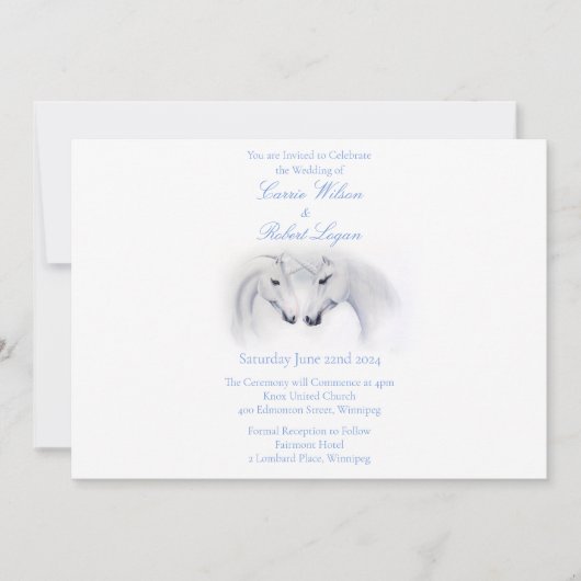 Invitation Unicornes blanches Aimer Couple (Devant)