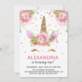 Invitation Unicornes en fleurs (Devant)