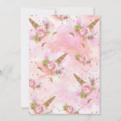 Invitation Unicornes en fleurs (Dos)