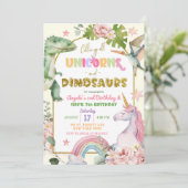 Invitation Unicornes et Dinosaures Jour de l'anniversaire de (Debout devant)