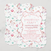 Invitation Unicornes magiques Fille de fête d'anniversaire n' (Devant / Derrière)
