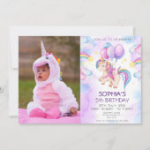 Invitation Unicornes magiques Purple Aquarelle fête d'anniver (Devant)