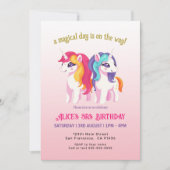 Invitation Unicornes magiques Rose Aquarelle fête d'anniversa (Devant)