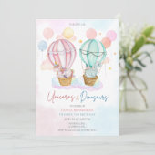 Invitation Unicornes mignonnes et dinosaures anniversaire con (Debout devant)