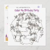 Invitation *~* Unicornes Personnalisable COULEUR MOI Annivers (Devant / Derrière)
