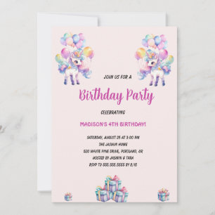 Invitation Unicorns Purple Aquarelle fête d'anniversaire