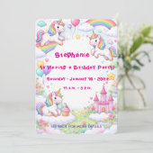 Invitation Unicorns & Rainbows Pastel Childs Birthday (Debout devant)