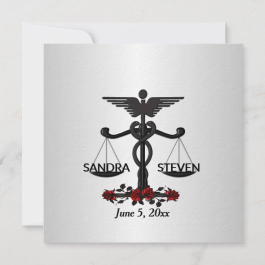 Invitation Union de droit et de médecine Rose rouge (Dos)