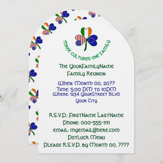 Invitation Union européenne Irlande États-Unis Shamrock Famil (Devant / Derrière)