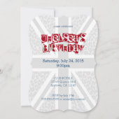 Invitation Union Jack British Flag avec Blue Cheetah Print (Dos)