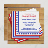 Invitation unique 4 juillet Party (Devant / Derrière)