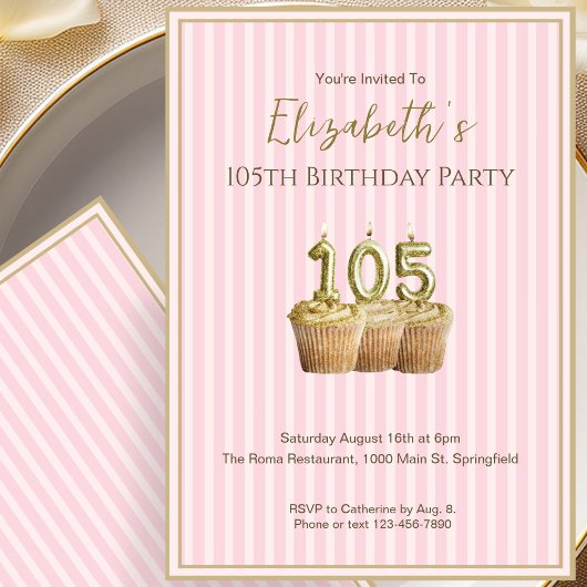 Invitation Unique Anniversaire 105 Ans Pour Elle E