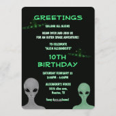Invitation unique anniversaire 10 ans thème Aliens (Dos)